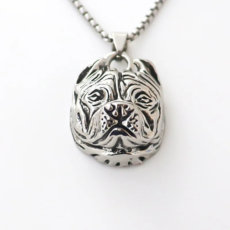 Steel Pendant European American Retro Cute Bulldog
