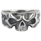 Vintage Skull Head Finger Ring — Silver-Tone Men's Band
