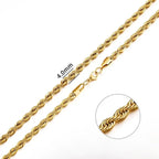 Hot Selling 2/3/4/5/6mm 316L Rope Chain Necklace Stainless Steel Never Fade Waterproof Choker Men Women Gold Color