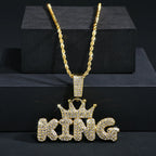 Fashion Hip Hop Crown with KING Pendant Necklace For Men Crystal Cuban Chain Iced Out Bling Hiphop Necklaces Rock Biker