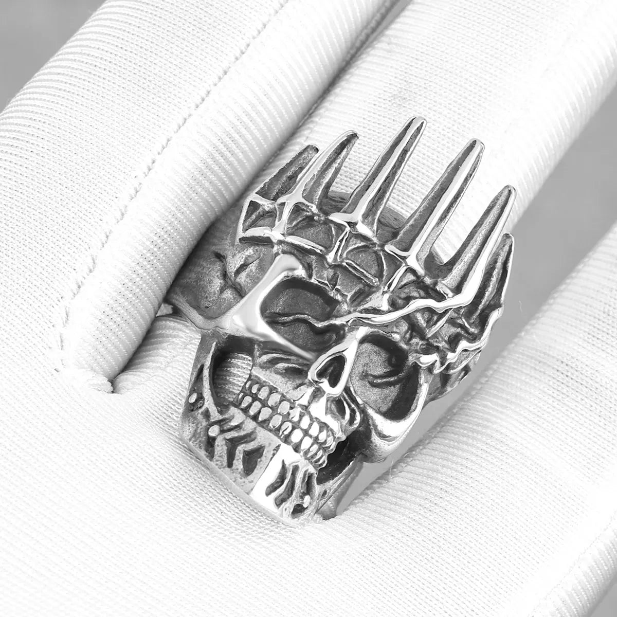 New Creative Viking Vintage Skull Ring Men's Stainless Steel Funky Ring Bicycle Boy Fashion Ghost Jewelry Gift