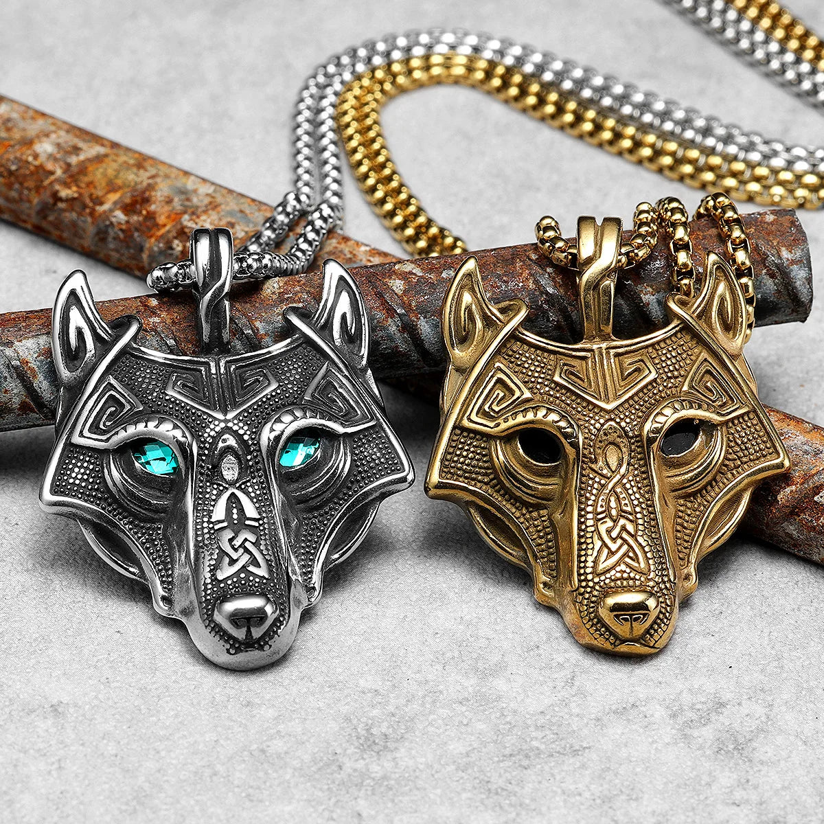Viking Wolf Pendant Necklace — Stainless Steel