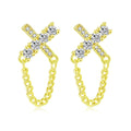 Iced Out Cross Stud Earrings — Silver