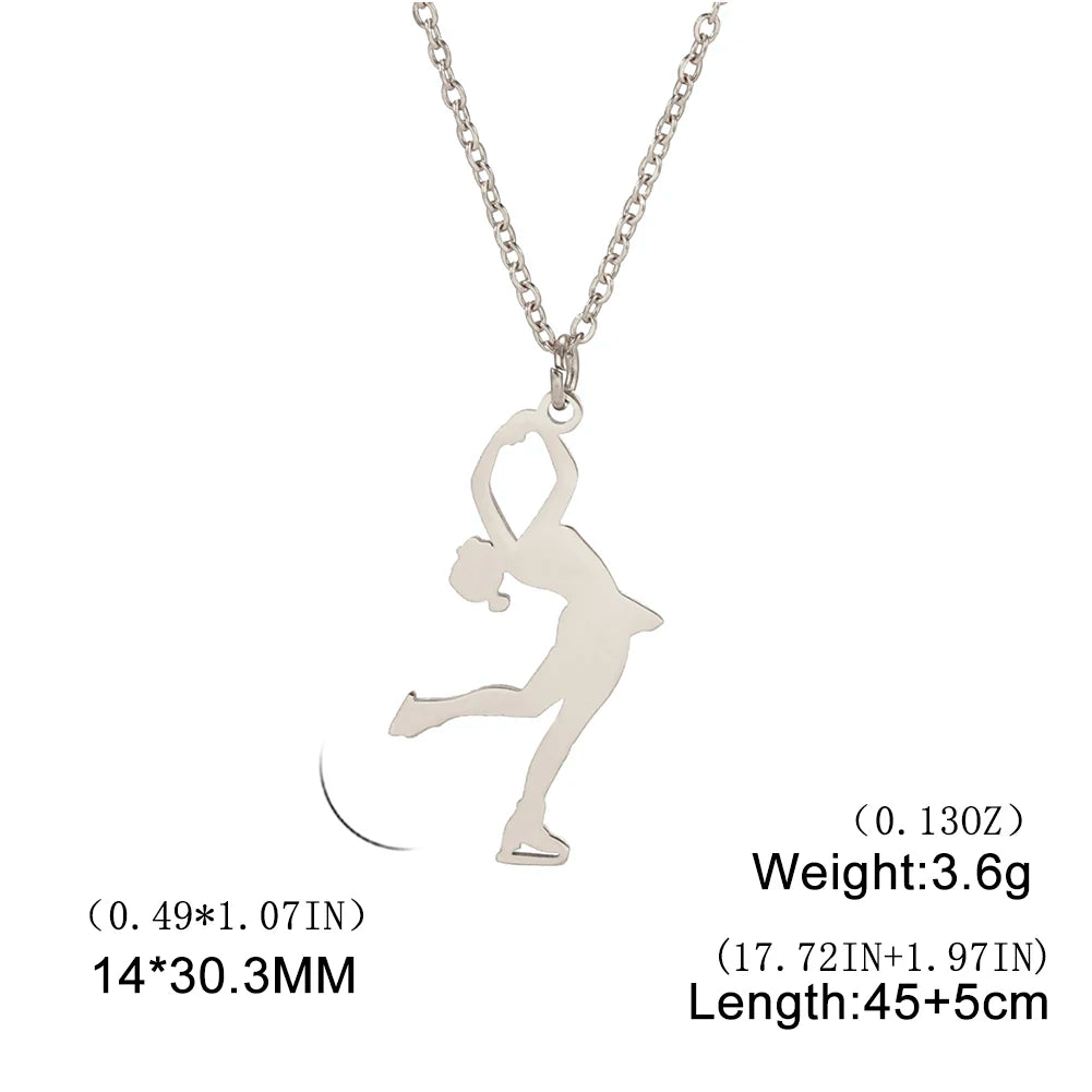 Ice Skater Charm Necklace — Stainless Steel