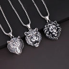 Wolf Tiger Lion Pendant Necklace — Stainless Steel