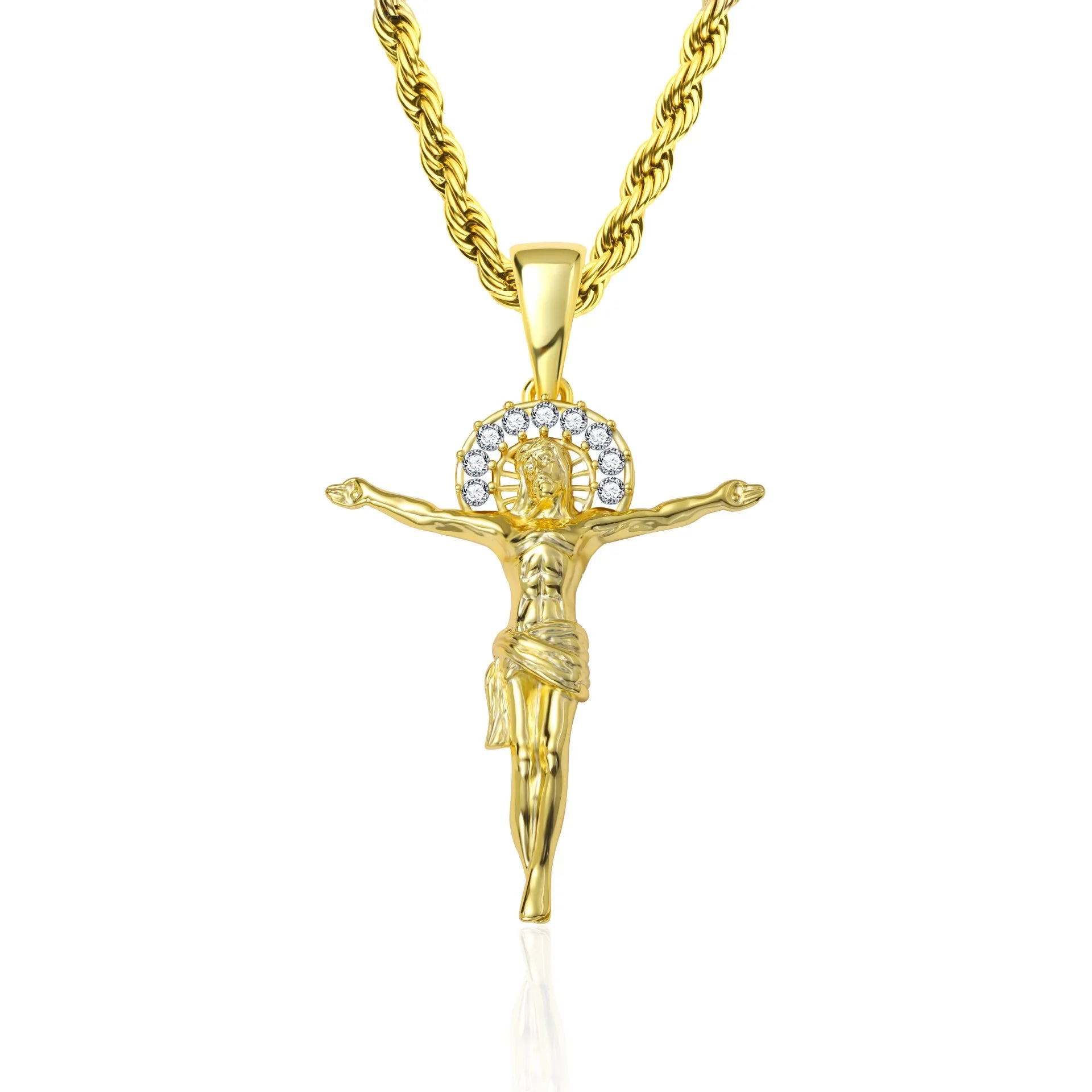 9999 24K genuine gold classic men and women mainstream diamond cross necklace couple exclusive cross pendant