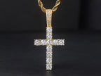 Gold Iced Out Cross Pendant Rope Cuban Chain