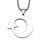 Star Crescent Moon Pendant Necklace — Stainless Steel