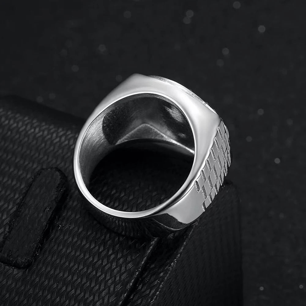 Crown & Shield Signet Ring — Gold Silver, Stainless Steel