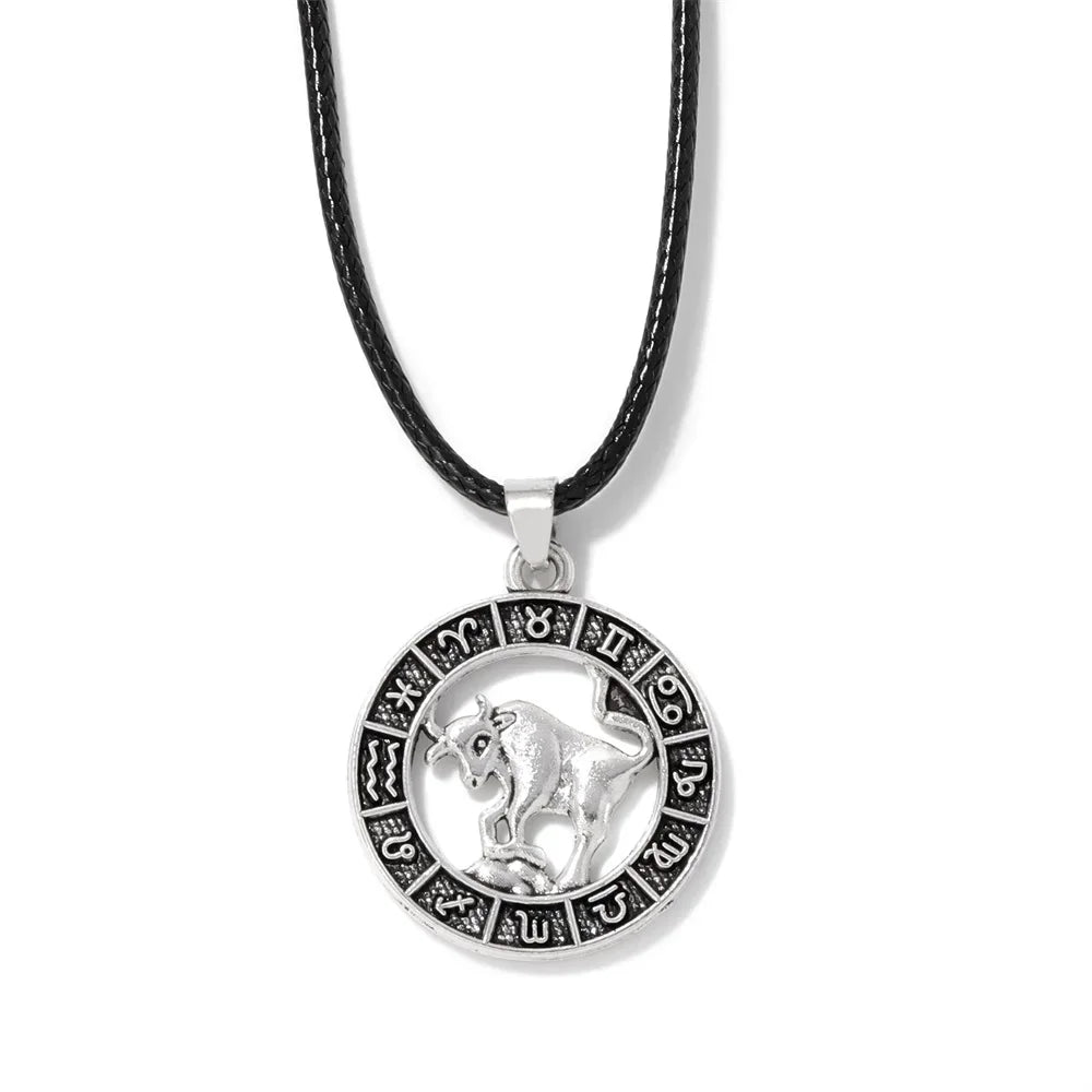 12 Horoscope Pendant Necklace For Women Men Silver Color Aries Leo 12 Constellations Zodiac Sign Necklaces Choker