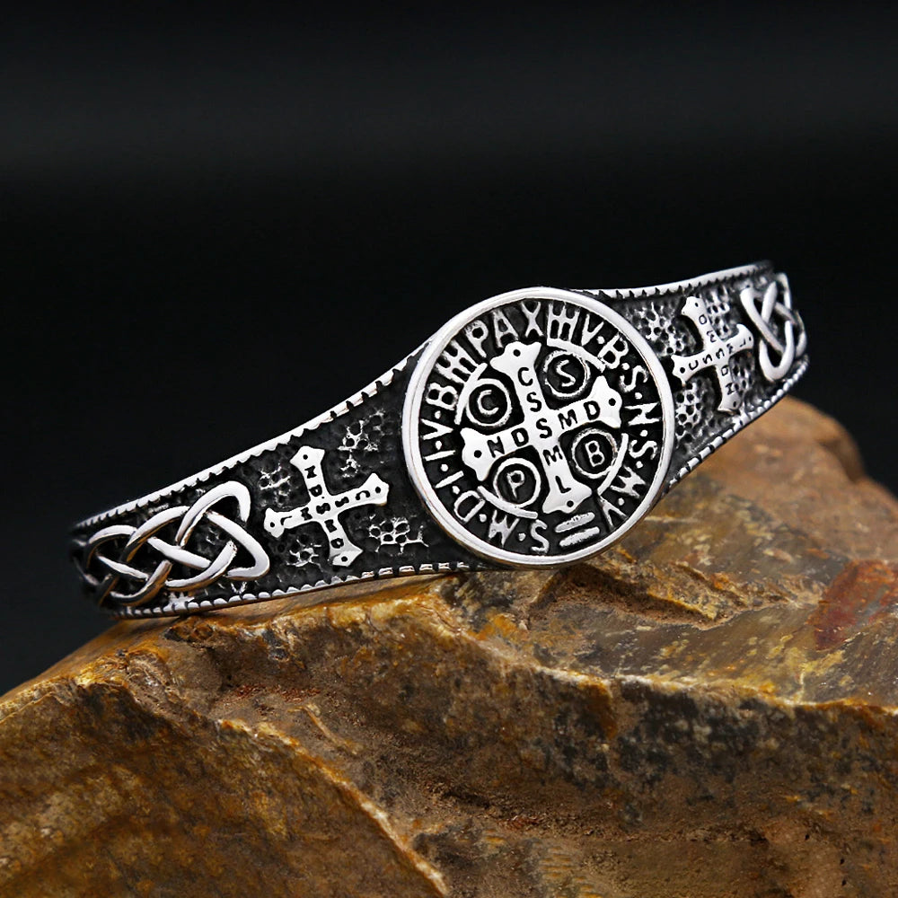 Cross Saint Benedict Steel Bracelet CSPB Bangles