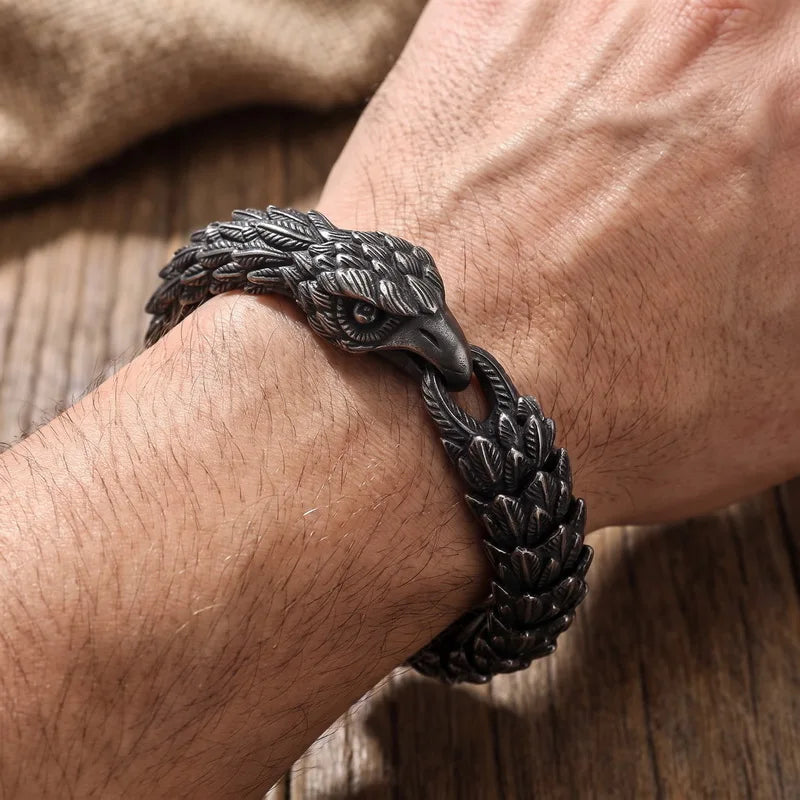 Viking Eagle Vintage Punk Bracelet for men stainless steel fashion Jewelry hippop street culture