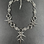 Gothic Geometric Rivet Chain Necklace — Two-Tone