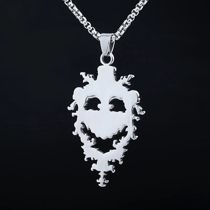 316L Stainless Steel Vintage Skull Face With Pattern Pendant Necklace For Man Women Choker Lucky Chain