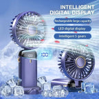 5000mAh Portable Fan Rechargeable 90° Foldable 5 Speed Mini Air Conditioner Small Fan Air Cooler with LED Digital
