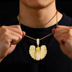TUHE Copper Angel Wing Pendant Necklace Full Iced Out Cubic Zirconia Hip Hop Jewelry For Men Women Party Gift