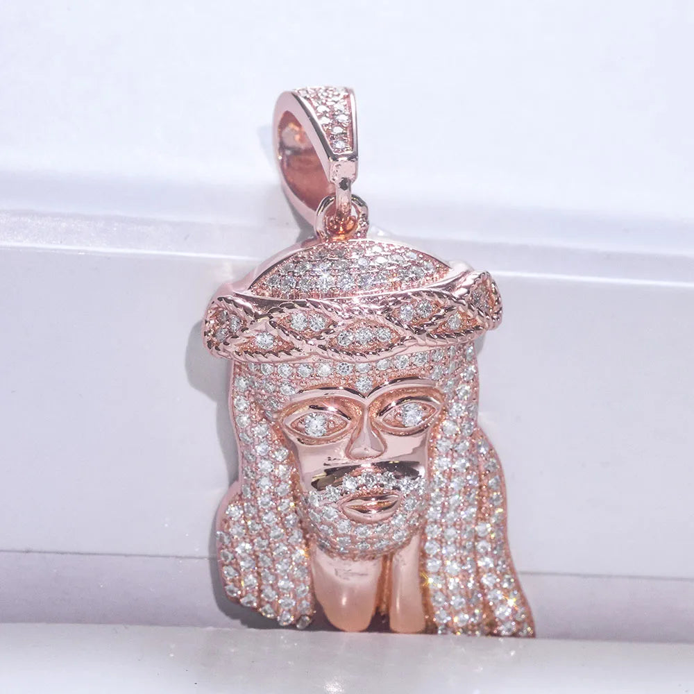 Rose Gold Jesus Head Pendant 925 Silver
