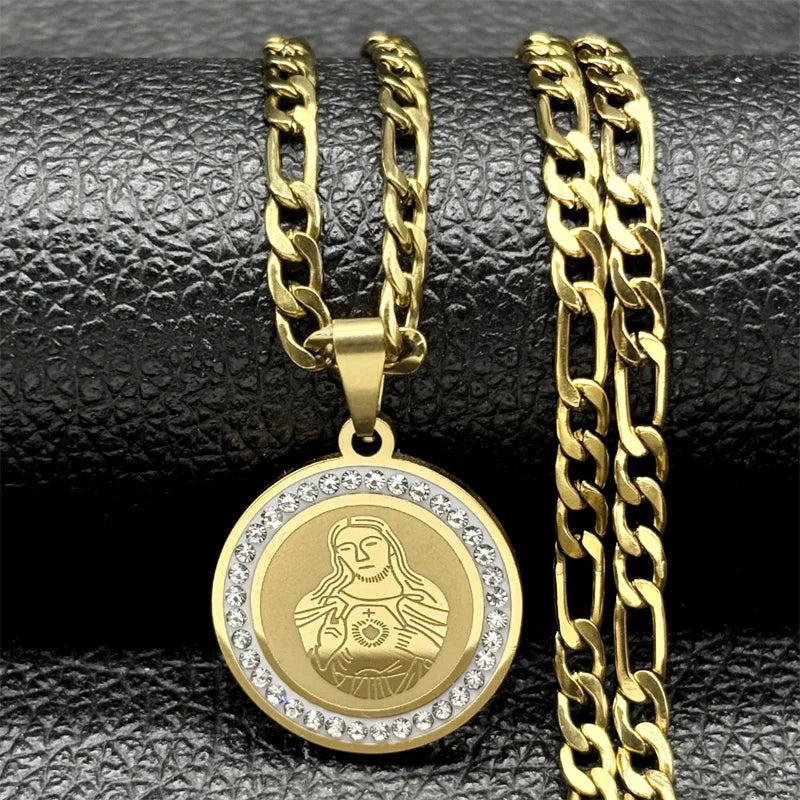 Iced Out Jesus Cross Gold Pendant Necklace
