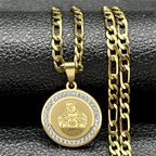 Iced Out Jesus Cross Gold Pendant Necklace