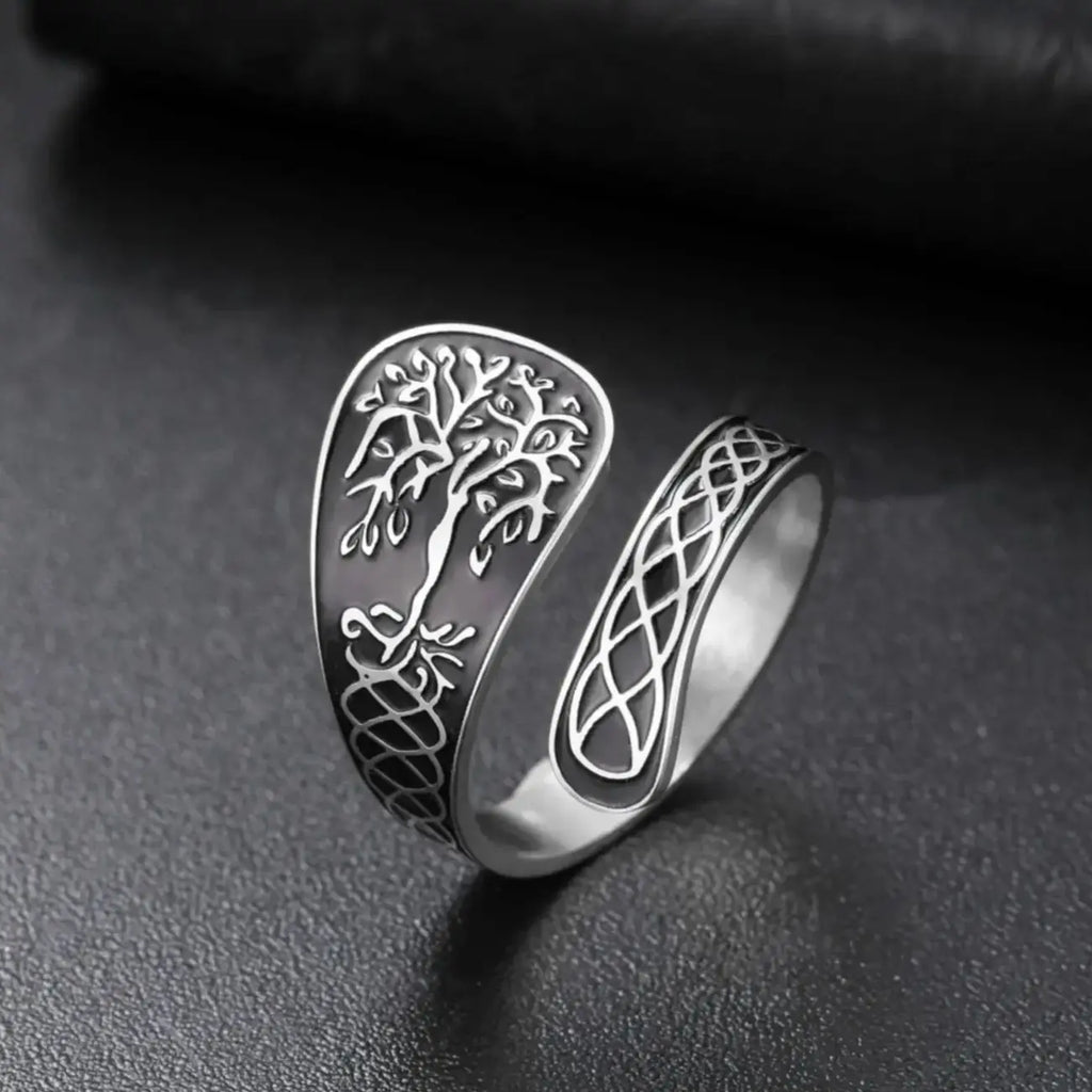 1PC A stainless steel pentagram star vine priestess knot fashionable opening ring boyfriend and girlfriend gift