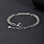 Stainless Steel Angled Rectangle Link Bracelet for Men Women, Silver Color Cuban Chain, Hih Pop Punk Jewelry Gift