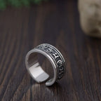 Buyee 925 Sterling Silver Religion Ring Elegant Tai Silver Open Ring Finger for Woman Man Fashion Buddhism Fine Jewelry