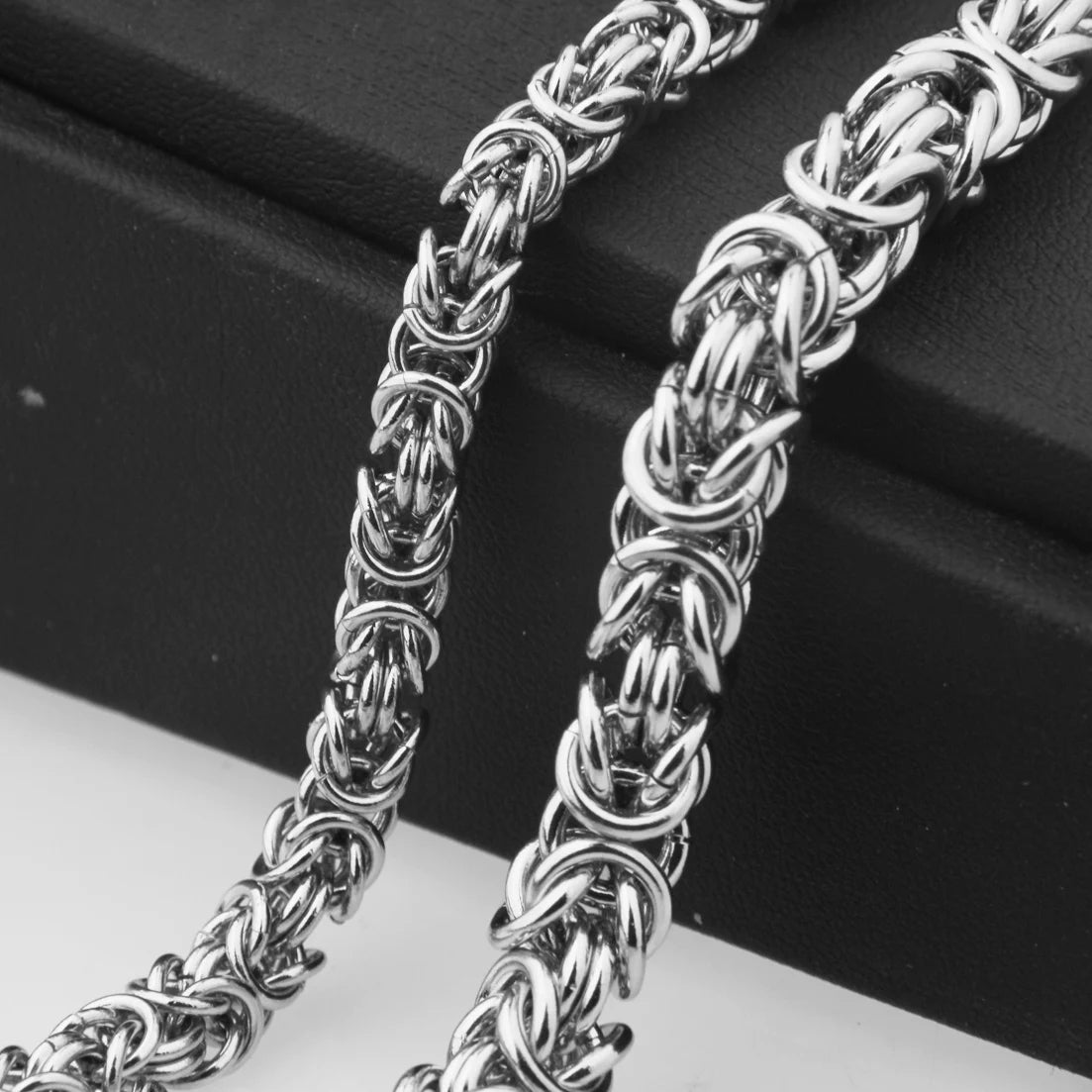 Fashion Men's Jewelry Trendy Stainless Steel Byzantine Chain Necklace Link Chain 7"-40" 6/8mm Free Choose Xmas Gift
