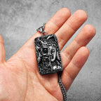 Buddha Pendant Necklace Stainless Steel Vintage