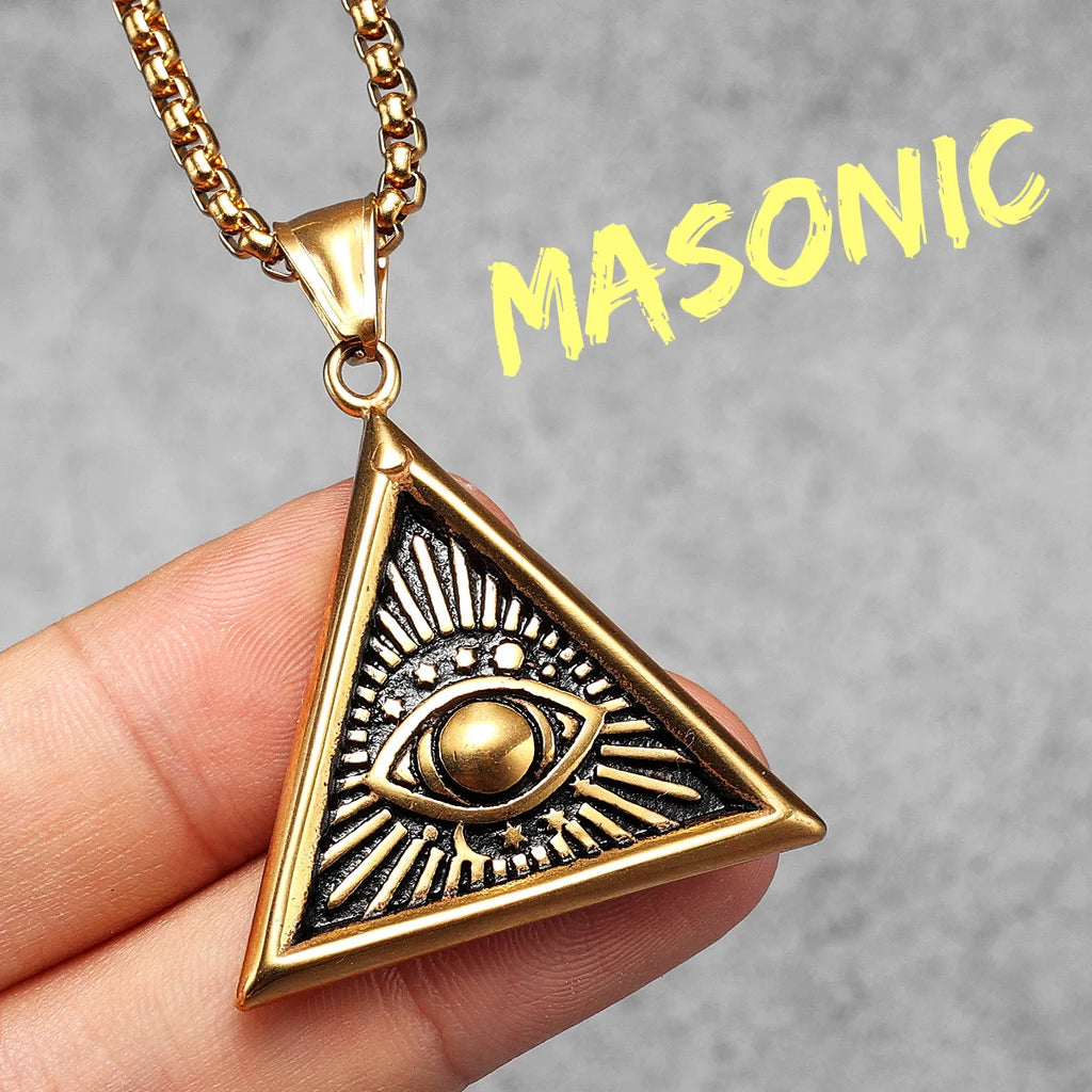 Masonic Eye Pendant Necklace — Stainless Steel