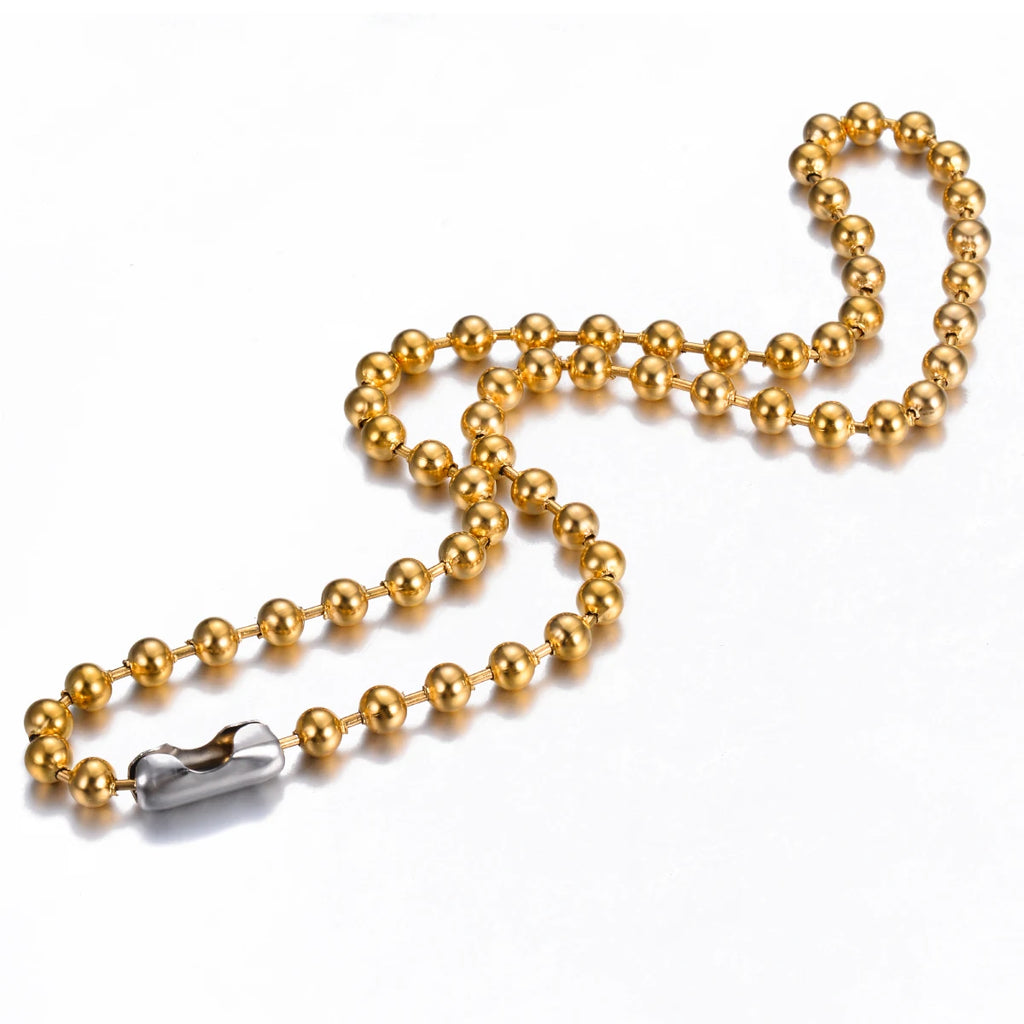 1PC wide1.2-6mm Gold 18K Plated Stainless Steel Ball Chain Necklace For Pendant or Dog Tags Chains Jewelry Making