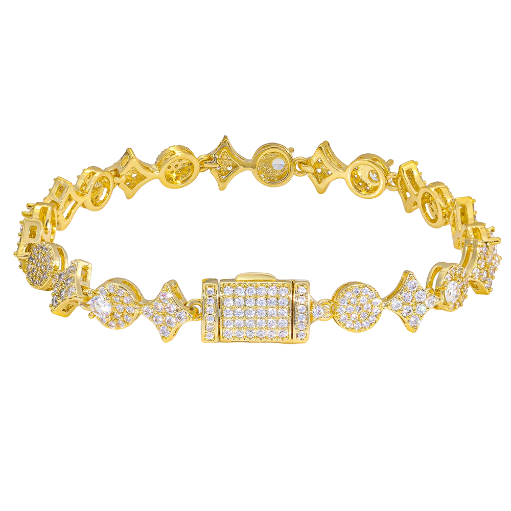 Star Tennis Chain Necklace Iced Out Mixed Cut