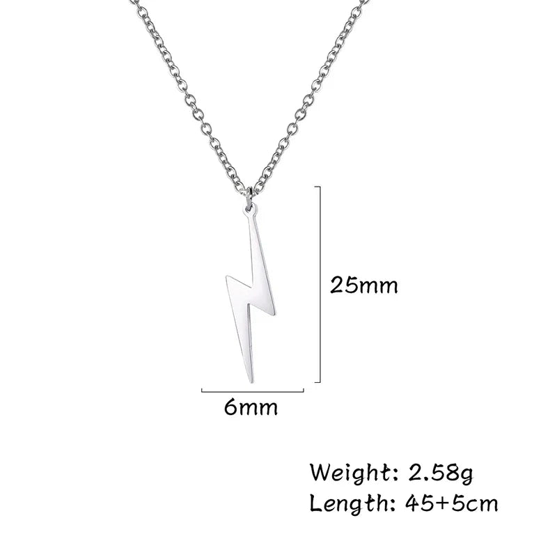Skyrim 2026 Fashion Lightning Pendant Necklace for Women Stainless Steel Cool Choker Chain Jewelry Gifts