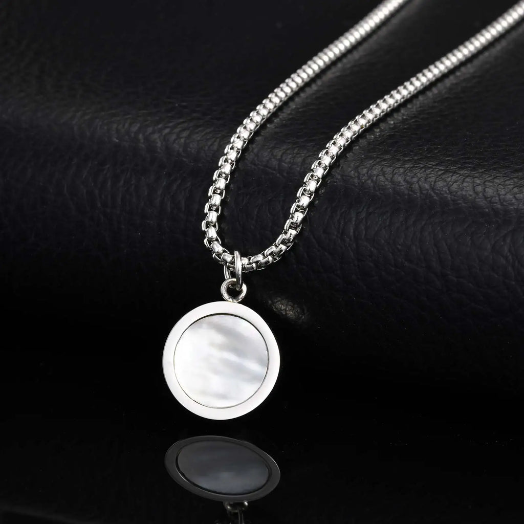 Tiger Eye Round Stone Pendant — Stainless