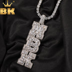 THE BLING KING Custom Vertical Initial Letter Pendant Mixed Inlay Different Shape Cubic Zircon NamePlate Necklace