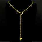 Heart O-Ring Long Chain Necklace — Stainless Steel