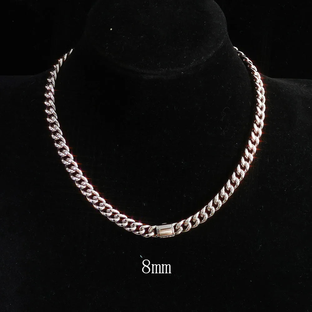 Stainless Steel Cuban Chain Necklace Miami 8-14MM