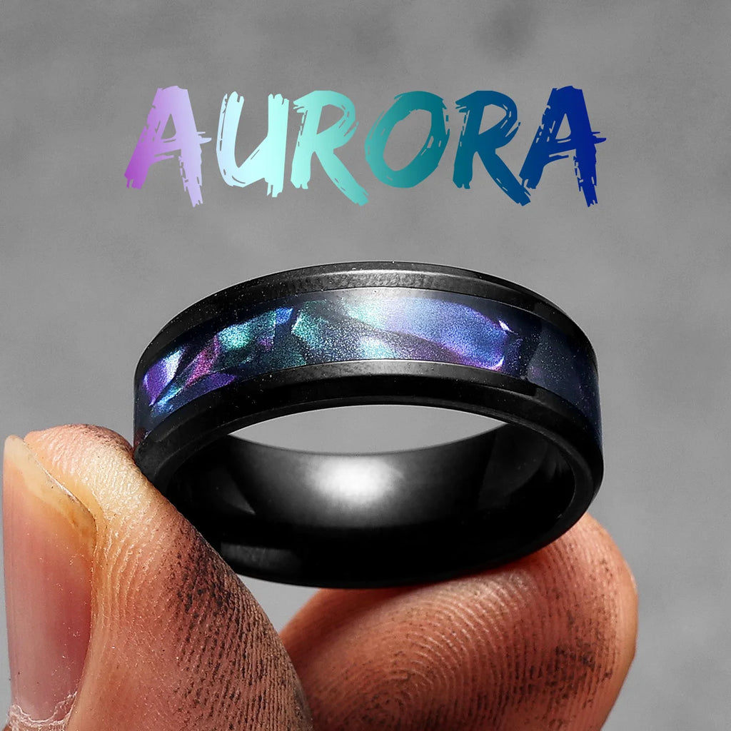Black Aurora Ring Stainless Steel
