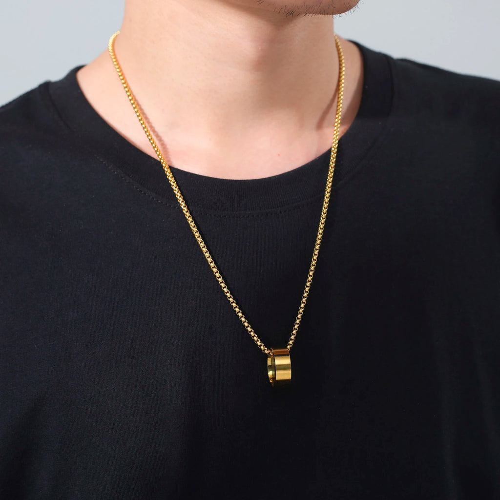 Circular Ring Pendant Necklace — Stainless Steel