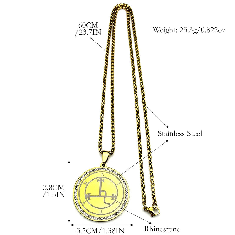 Occult Sigil Two-Tone Pendant Demon Seal Rhinestones