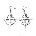 Jesus Crown Thorns Silver Earrings Drop Christian