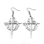 Jesus Crown Thorns Silver Earrings Drop Christian