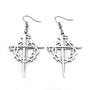 Jesus Crown Thorns Silver Earrings Drop Christian