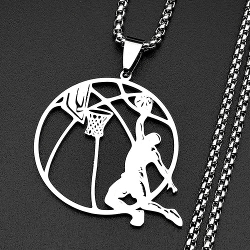 Basketball Stainless Steel Pendant Necklace