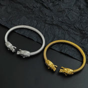 Wolf Head Wire Bracelet — Gold & Silver Color, Stainless Steel