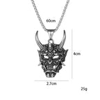 1Pcs Vintage Punk Demon Mask Samurai Ghost Pendant Necklace Unisex Long Chain Hip Hop Rock Party Necklace Jewelry