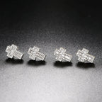 Iced Out Cross Stud Earrings — Gold