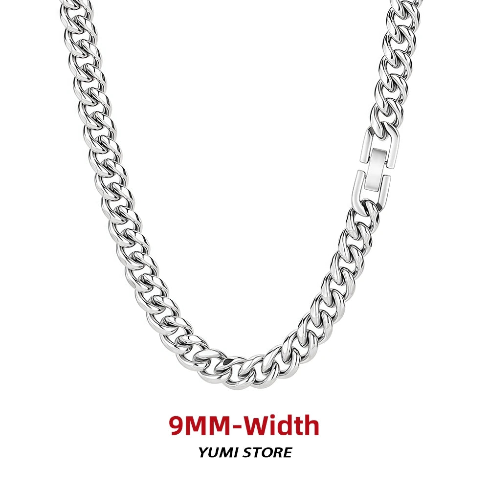Hip Hop Buckle Cuban Necklace For Man Woman Non Fading Titanium Steel Clavicle Chain Streetwear New Couple Grunge Jewelry Gift