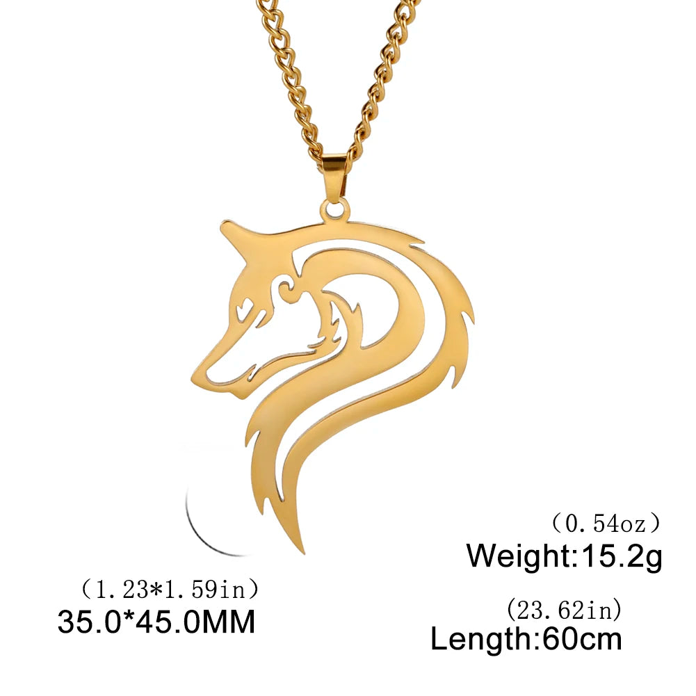 Fenrir Wolf Pendant Necklace — Stainless Steel