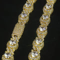 Gold Cuban Bracelet Iced Out 7.5MM Round Bead