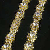 Gold Cuban Bracelet Iced Out 7.5MM Round Bead